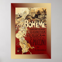 La Boheme ~ Puccini Opera 1896 Poster w/Background