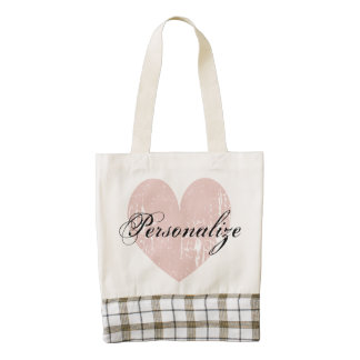La bolsa de asas rosada coralina de la manija del bolsa tote zazzle HEART