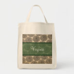 La bolsa de asas verde del Zinnia del vintage