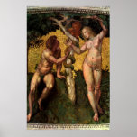 La caída - Adán y Eva por Raphael o Raffaello Poster