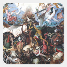 La caída de los ángeles rebeldes - Pieter Bruegel Calcomanías Cuadradass