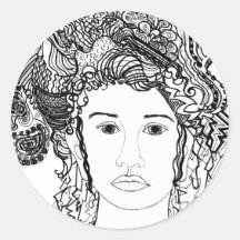 La cara de la mujer:  Pelo pesado grande con diseñ Pegatina