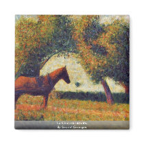 La Charette Attelée By Seurat Georges Refrigerator Magnets