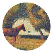La Charette Attelée By Seurat Georges Sticker