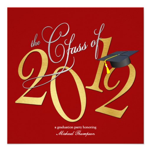 La clase enrrollada de 2012 invita (rojo/el oro) invitacion personalizada