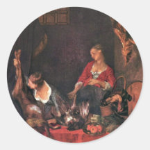 La cocina de Lancret Nicolás (la mejor calidad) Pegatina Redonda