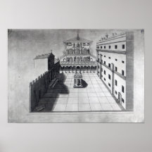 La corte del belvedere en Roma de viejo San Pedro Posters