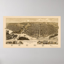 La Crosse, WI Panoramic Map -1887 Poster