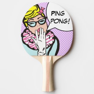 La-Di-Da Lady Pop Art Ping Pong Paddle