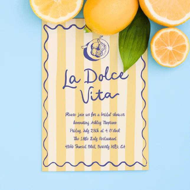 La Dolce Vita Lemons Italian Bridal Shower Invitation Zazzle