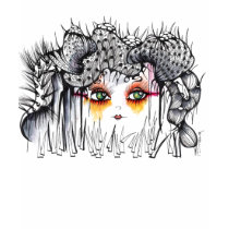 artsprojekt, thorn, thorny, spine, sharp, spiny, prickle, plant, botany, girl, woman, face, hair, portrait, female, fantasy, ink, drawing, watercolor, hand, original, art, artistic, creative, creation, design, graphic, line, swirl, eyes, folk, naive, blakc, white, minimalism, minimalist, nature, patricia, vidour, argentina, Shirt with custom graphic design
