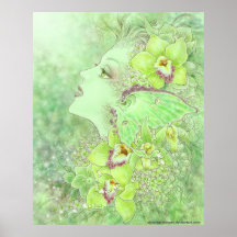 La impresión verde del arte del Faery Posters