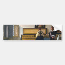 La lección de música de Juan Vermeer (circa1663) Etiqueta De Parachoque
