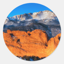 La montaña de América en la salida del sol Pegatinas