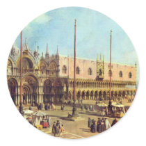 La Piazza San Marco. By Canaletto Round Stickers
