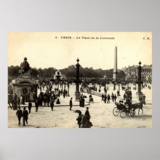 La Place de la Concorde Paris Vintage c1910 print