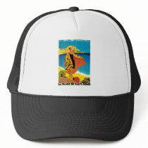 La Plage de Calvi Vintage France Travel Art Hat