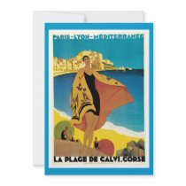 La Plage De Calvi Vintage Travel Poster Personalized Announcement