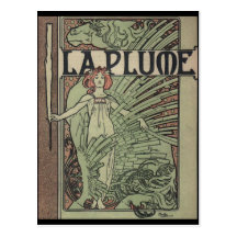 La Plume By Alfons Mucha Postcard