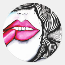 artsprojekt, face, woman, drawing, lips, beauty, portrait, lipstick, rouge, cosmetic, girl, fantasy, makeup, art, Sticker with custom graphic design