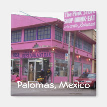 La tienda rosada imán de frigorífico