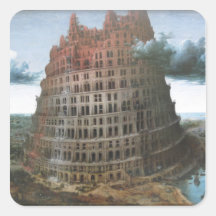 La torre de Babel - Pieter Bruegel la anciano Pegatina Cuadradas Personalizada
