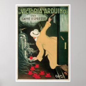 La Victoria Arduino Vintage Coffee Drink Ad Art Poster