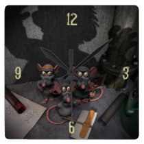 Lab Rats Unite Square Wall Clocks