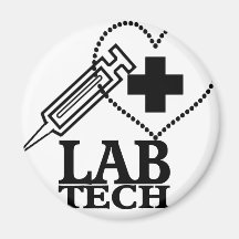 LAB TECH HEART SYRINGE LOGO - LABORATORY SCIENTIST FRIDGE MAGNETS