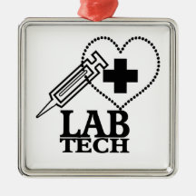 LAB TECH HEART. SYRINGE LOGO MEDICAL LABORATORY SC ORNAMENTS