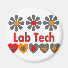 Lab Tech RETRO flowers Magnet