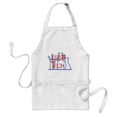 LAB TECH in bold letters - beakers and flasks in the background - a fun gift for laboratory workers  MT, MLT, CLS, CLT, and others.