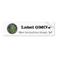 Label GMO's Tomato Plant Peace Sign Bumper Sticker