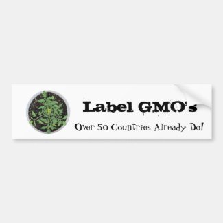 Label GMO's Tomato Plant Peace Sign Bumper Sticker