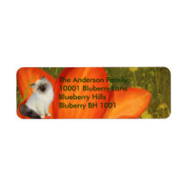 Label Return Address Cat & Flowers