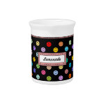 Labelled Rainbow Multicolor Smiley Face Pattern Beverage Pitchers