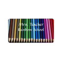 Labels Pencils Mrs. Teacher, Rainbow School
