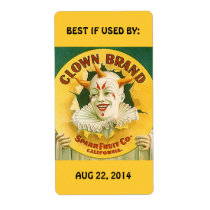 Labels Vintage Clown Fruit Canning BEST IF USED BY labels