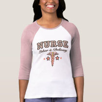 Labor and Delivery Nurse Pink Caduceus Raglan t-shirts
