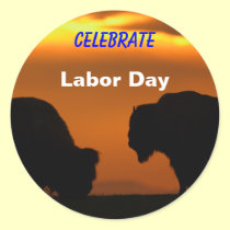 Labor Day, Celebrate, Bison Sticker stickers