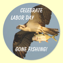 Labor Day, Celebrate, Gone Fishing Sticker