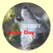 Labor Day, Celebrate, Wolf Howling, Sticker stickers