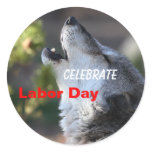 Labor Day, Celebrate, Wolf Howling, Sticker