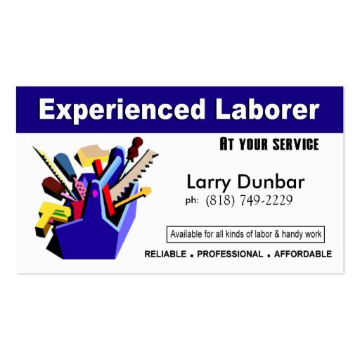 Laborer Handyman Home Repair Construction Business Card Templates