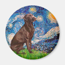 Labrador (Chocolate1) - Starry Night Fridge Magnets