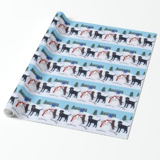 Labrador Christmas with Snowman Gift Wrap