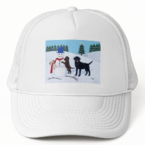 Labrador Christmas with Snowman hats