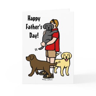 Labrador Daddy Trio Cartoon Greeting Cards