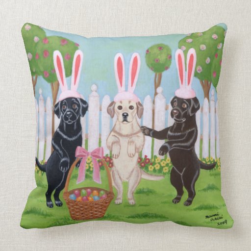 Labrador Easter Bunnies Pillows