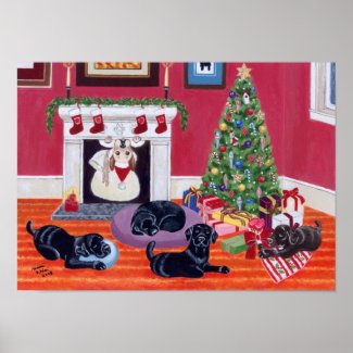 Labrador Retriever Art Print Christmas